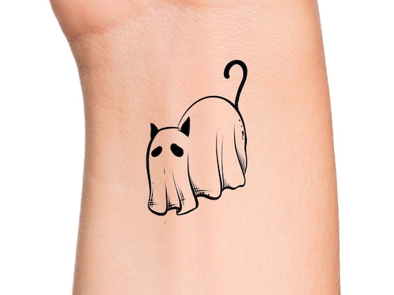 Ghost Cat Temporary Tattoo / Cat Tattoos / Small Ghost Tattoos - Etsy Ghost Cat Temporary Tattoo / Cat Tattoos / Small Ghost Tattoos - Etsy