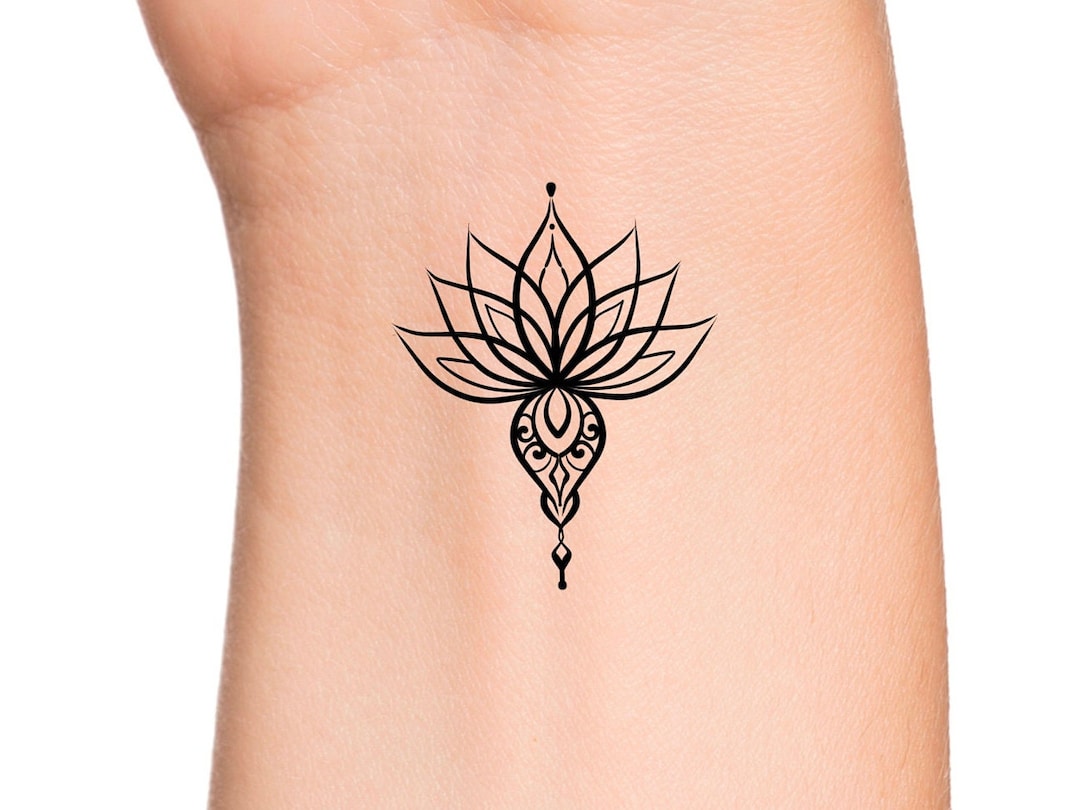 Tatouage Ohm Et Fleur De Lotus Tatouage Temporaire Fleur De Lotus - Etsy France