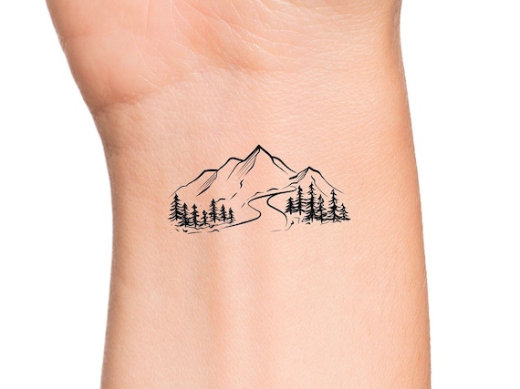 Premium Photo | Small Mountain Tattoo Optical Illusion Body Art In Squiggly  Line Style