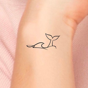 Wave Whale Tail Temporary Tattoo