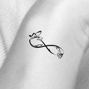 Butterfly Infinity Temporary Tattoo/ infinity flower tattoo