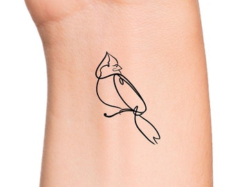 Cardinal Line Temporary Tattoo / bird tattoo / animal tattoo / cardinals