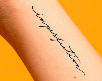 Imperfection Temporary Tattoo / word tattoo