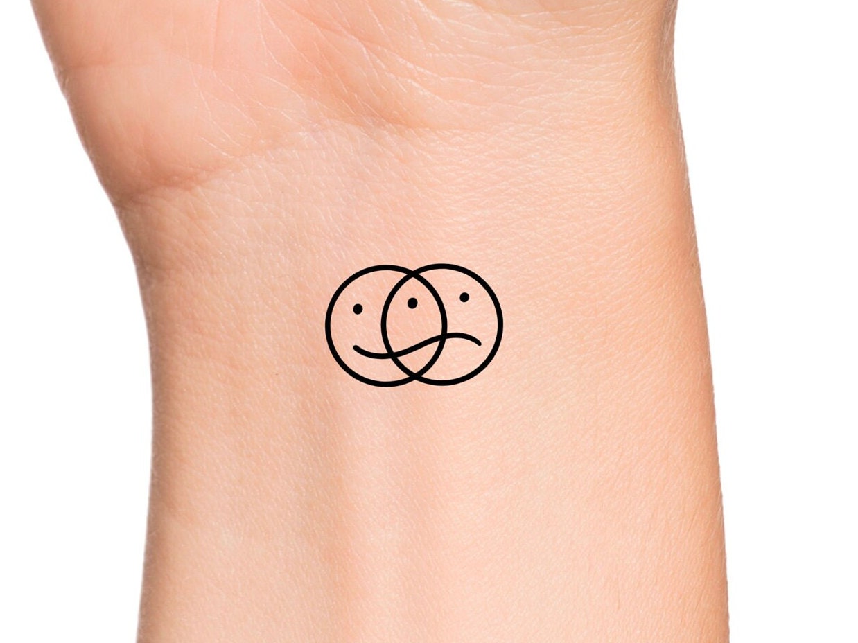 Music Festival Cool Simple Temporary Tattoo Sticker Smile Face