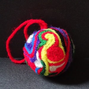 Red, Yellow & Blue Swirl Felted Ornament