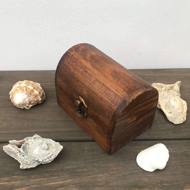 Small wooden treasure chest, Mini pirate chest Wooden trunk Small wooden box Jewelry chest Toy chest Decorative wood box Wooden stash box image 8