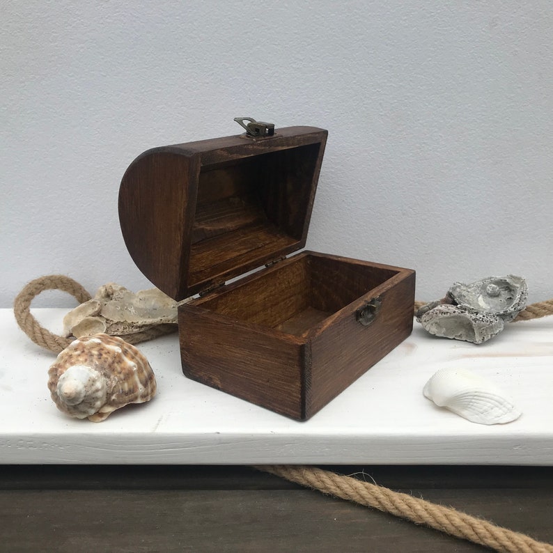 Small wooden treasure chest, Mini pirate chest Wooden trunk Small wooden box Jewelry chest Toy chest Decorative wood box Wooden stash box image 6