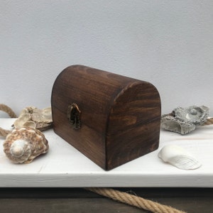 Small wooden treasure chest, Mini pirate chest Wooden trunk Small wooden box Jewelry chest Toy chest Decorative wood box Wooden stash box image 4