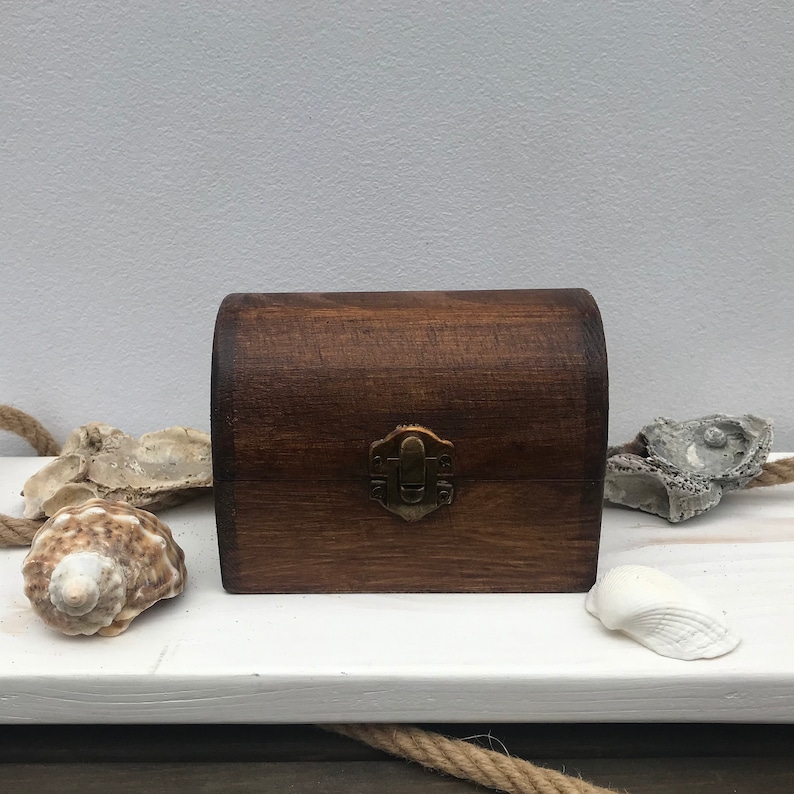 Small wooden treasure chest, Mini pirate chest Wooden trunk Small wooden box Jewelry chest Toy chest Decorative wood box Wooden stash box image 5