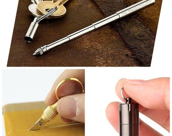 Mini LIGHTER + Mini KNIFE + Mini folding PEN Brass Capsule Pocket Knife Portable and Mini Compact Kerosene Lighter Keychain