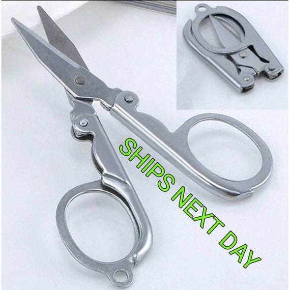 Portable Folding Stainless Steel Scissors Mini Folding Scissors Travel  Scissors Color Silver