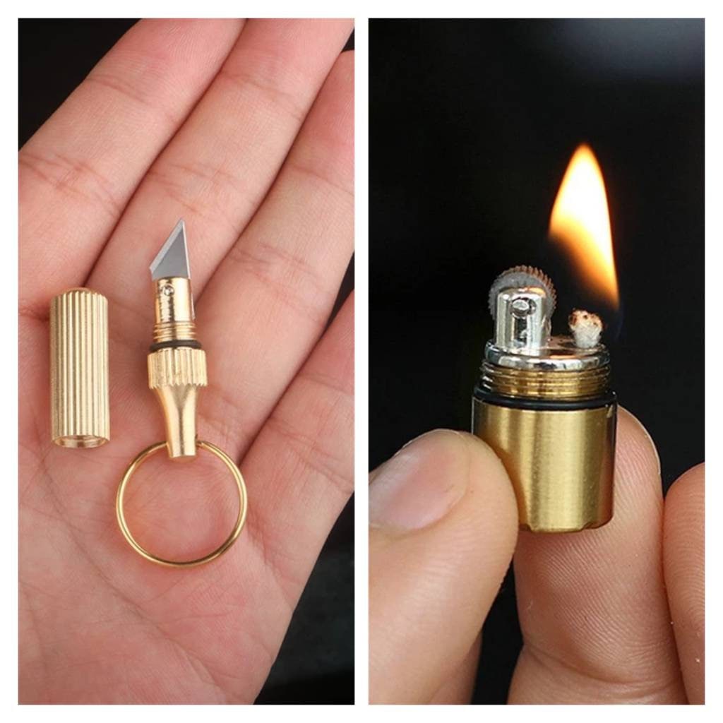 Mini LIGHTER KNIFE Brass Capsule Pocket Knife Portable - Etsy Finland