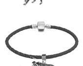 D22 Border Collie Dog Charm Pendant on a bail has a 5mm Hole to fit Bracelet necklace European or choose the bracelet with charm
