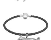 pp-d21 Border Collie Dog Charm Pendant on a bail has a 5mm Hole to fit Bracelet necklace European or choose the bracelet with charm