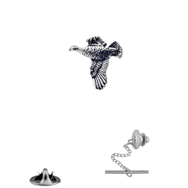 Spilla In Peltro Argento Flying Grouse – Pin Da Bavero – Tema Caccia E Campagna – UK - 2