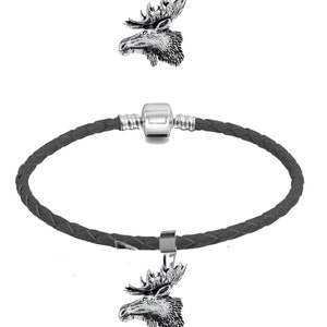 A27 Moose’s Head Charm / Pendant on a bail has a 5mm Hole to fit Bracelet necklace European or choose the bracelet with charm