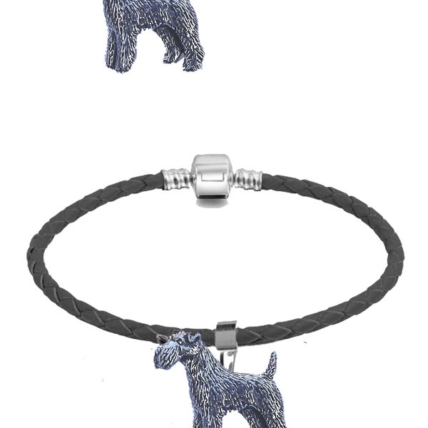 D21 Fox Terrier Dog Charm / Pendentif sur un bail a un trou de 5mm pour s’adapter Bracelet collier européen ou choisissez le bracelet avec charme