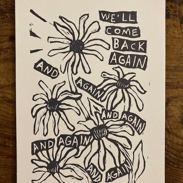 We'll come back again - Highwomen linocut print