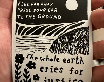 4" the whole earth cries for justice sticker - Bulk Option (100% profit to Palestine Children's Relief Fund)