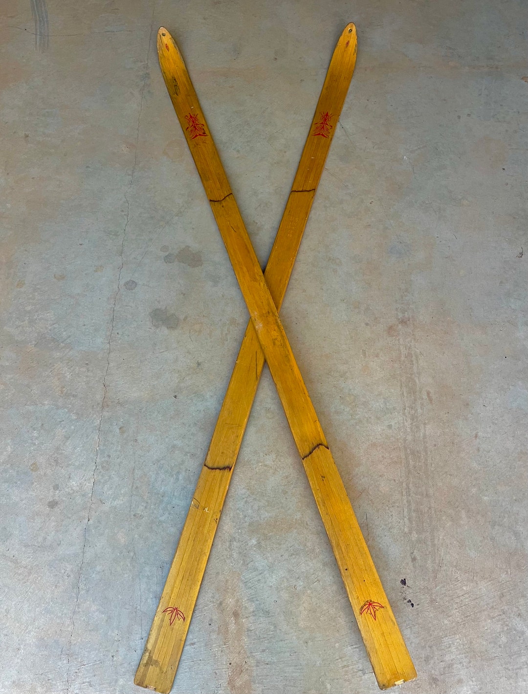 Antique Snow Skis Etsy