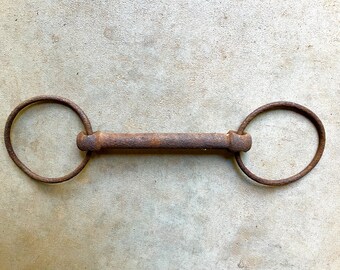 Vintage Horse Bit Snaffle Half Cheek Par Silver Rustic Western Tack
