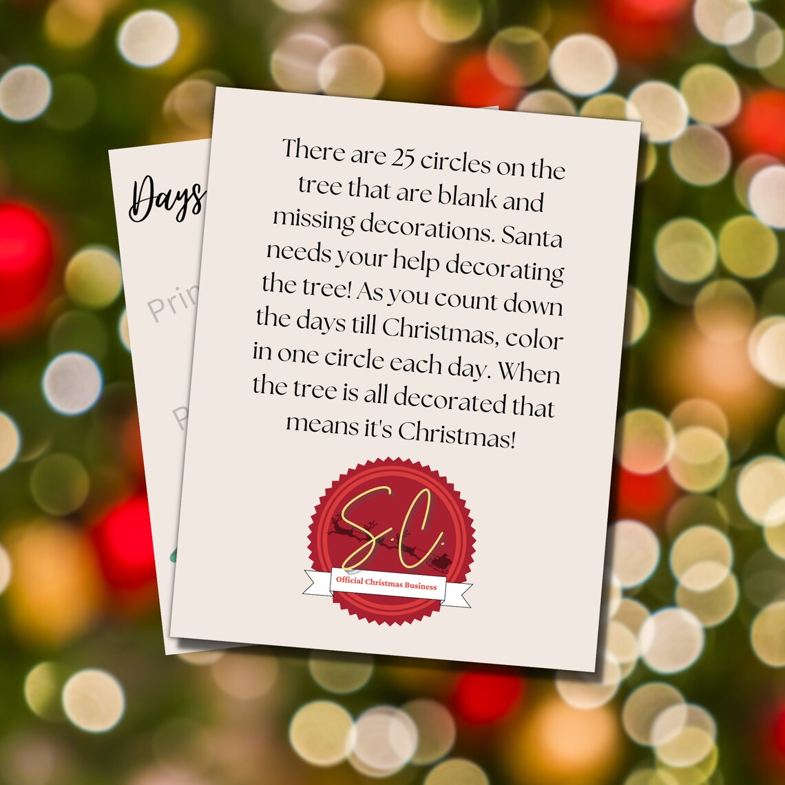 Countdown Until Christmas Days Till Christmas Letter From - Etsy