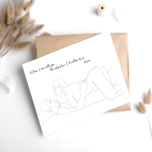 Physical Desire, Intimate Gift, Passionate Illustration,8.5x5.5 Folded Greeting Card with Envelope