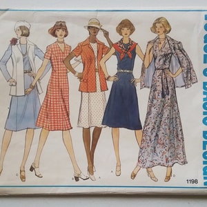 Vogue 1198, Size 12, Misses Dress and Jacket Sewing Pattern/Folded and Uncut/Vintage