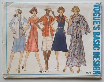Vogue 1198 Sewing Pattern • Misses’ Dress & Jacket • Vintage Uncut Factory Folded • Size 12 Classic Designer Look
