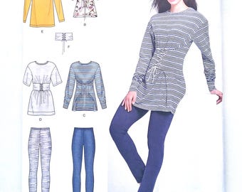 Simplicity 8703, Size XXS-XXL Misses' Knit Leggings, Tops and Belt Sewing Pattern, UNCUT Factory Folded