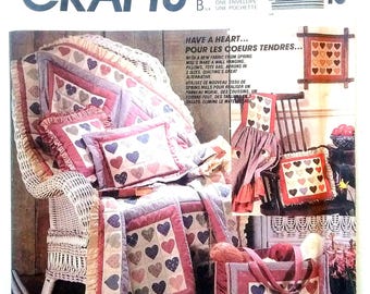 McCall's 3762, Heart Panel Quilt, Pillow, Wall Hanging, Tote Bag, and Apron Sewing Pattern / UNCUT Factory Folded
