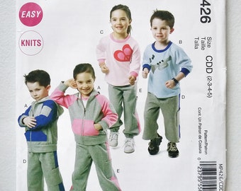 McCall's P426 Children's Knit Clothing Sewing Pattern, Size 2-5, UNCUT