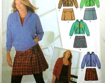 Simplicity 4893 Sewing Pattern, Junior Plus Mini Skirt and Knit Hoodie, UNCUT