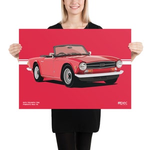Illustration 1973 Triumph TR6 in Pimento Red 72 Landscape Poster