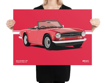 Illustration 1973 Triumph TR6 in Pimento Red 72 Landscape Poster