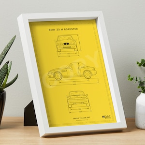 Technical Illustration BMW Z3 M Poster - Choice of 6 Colours and 2 Sizes