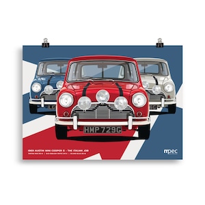 The Italian Job Illustration Landscape Poster 50cm x 70cm
