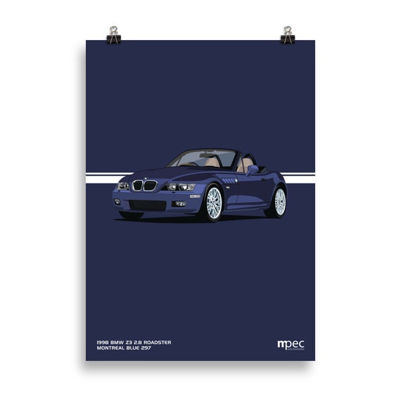 Poster Illustration BMW Z3 2.8 Roadster in Montreal Blue Portrait
