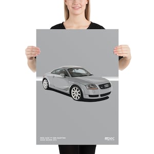 Illustrazione Audi TT Quattro in Avus Silver Portrait Poster 70cm x 50cm