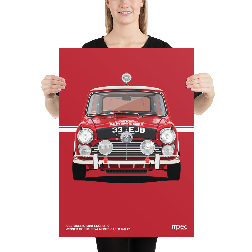 1964 Monte Carlo Rally Winner Mini Cooper S Poster (50cm X 70cm