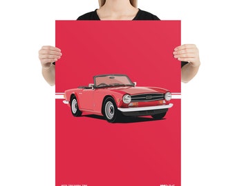 Illustration 1973 Triumph TR6 in Pimento Red 72 Portrait