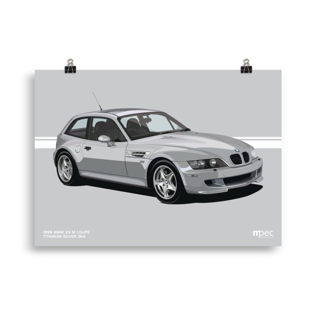 Illustration BMW Z3 M Coupe in Titanium Silver Landscape Poster