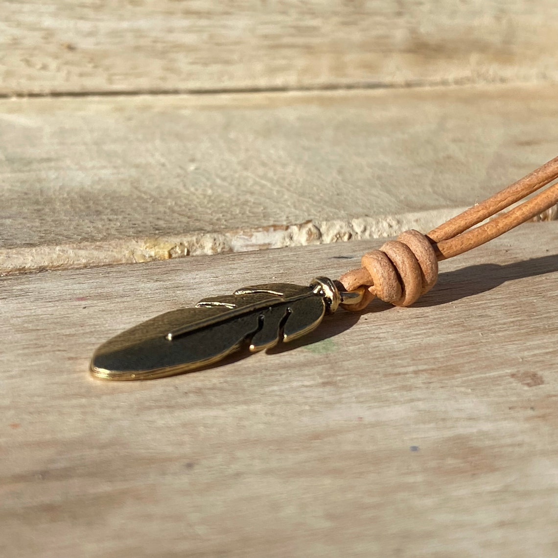 Feather Necklace Gold Feather Pendant Native American Etsy