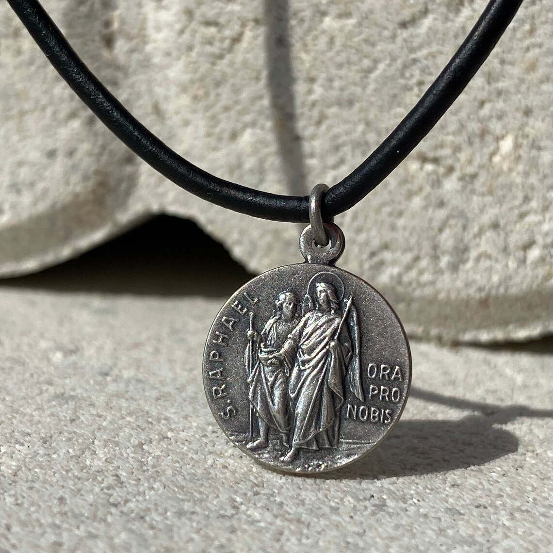 Archangel Saint Raphael Necklace Catholic Medal St Raphael Etsy