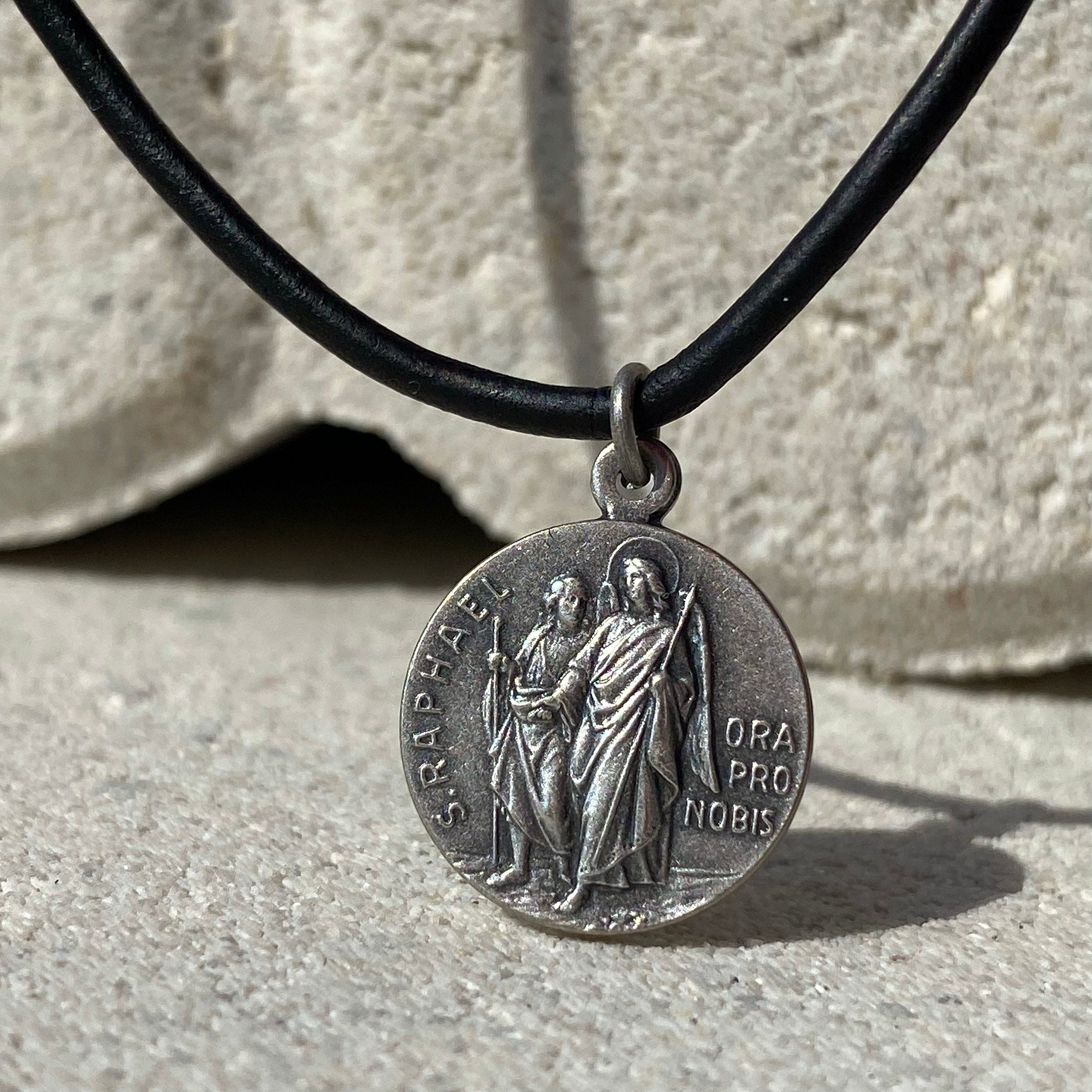 Archangel Saint Raphael Necklace Catholic Medal St Raphael Etsy