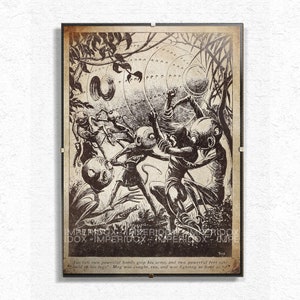 1935 Alien Print, Vintage Extraterrestrial Artwork, Historical Sci-Fi Illustration, Unique Space Themed Wall Decor, Gift for UFO Enthusiasts