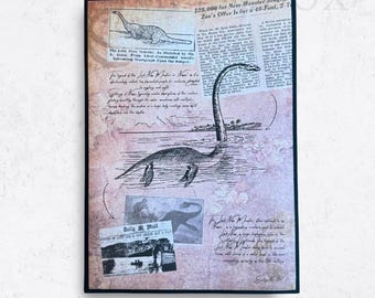 Loch Ness Monster Art Print - Vintage Cryptid Poster - Aged Nessie Monster Print - Imperidox Original Artwork