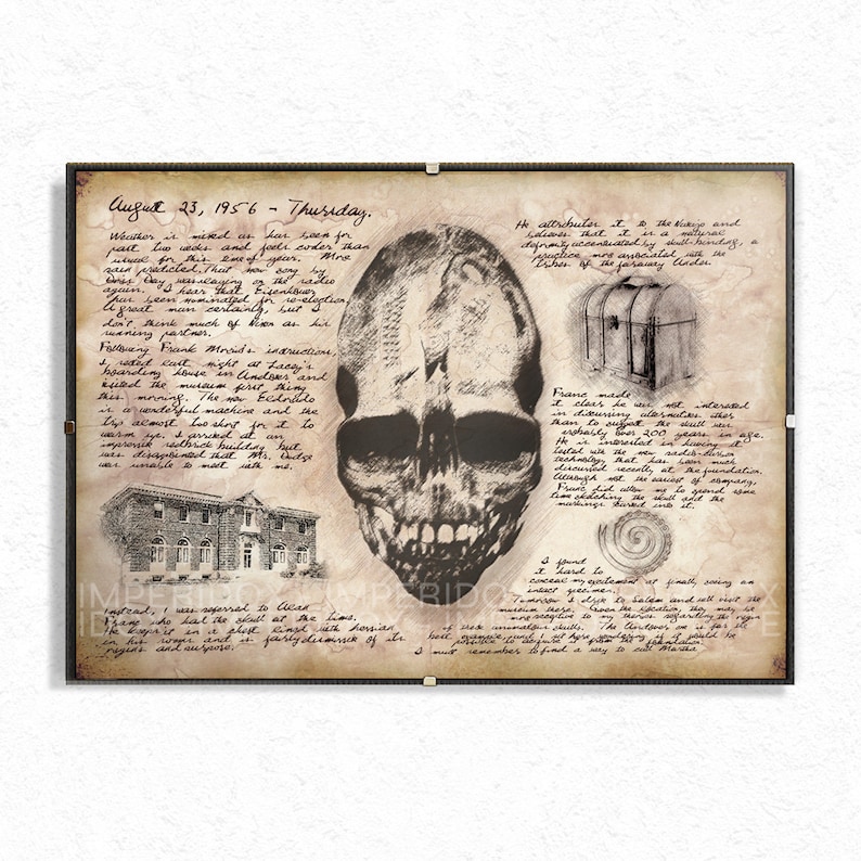 Vampire Print, Skull Poster Print, Dark Goth Gift, Horror Home Decor, Vampire Anatomy, Skull Artwork Print, Skull Print, Hand Aged Print, image 1