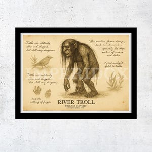 Troll Print – Fantasy Folklore Wall Art, Mythical Creature Illustration, Nordic Mythology Home Décor