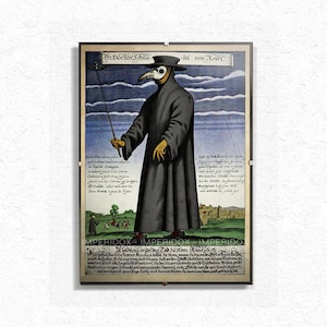 Vintage Plague Doctor Art Print - Historical Medical Poster - Gothic Wall Art - Dark Academia Decor